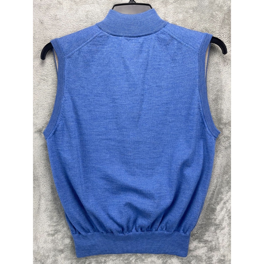 Peter Millar‎ Women's 1/4 Zip Sweater Vest XL Heather Blue Merino Wool - Picture 8 of 9